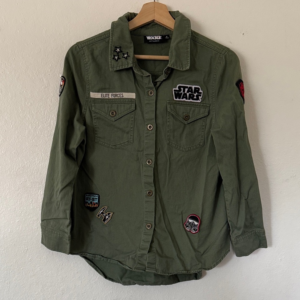 Star Wars Elite Forces Patches Button Down Shirt in Green Sz S - Picture 1 of 8